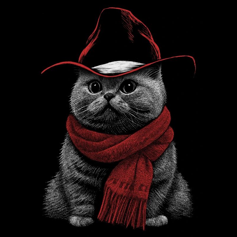 Mignon Chonk Cat Meowdy Cat w / Cowboy Hat, Texas
