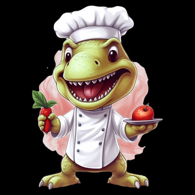 Mignon bébé Tyrannosaurus Rex Chef avec pomme