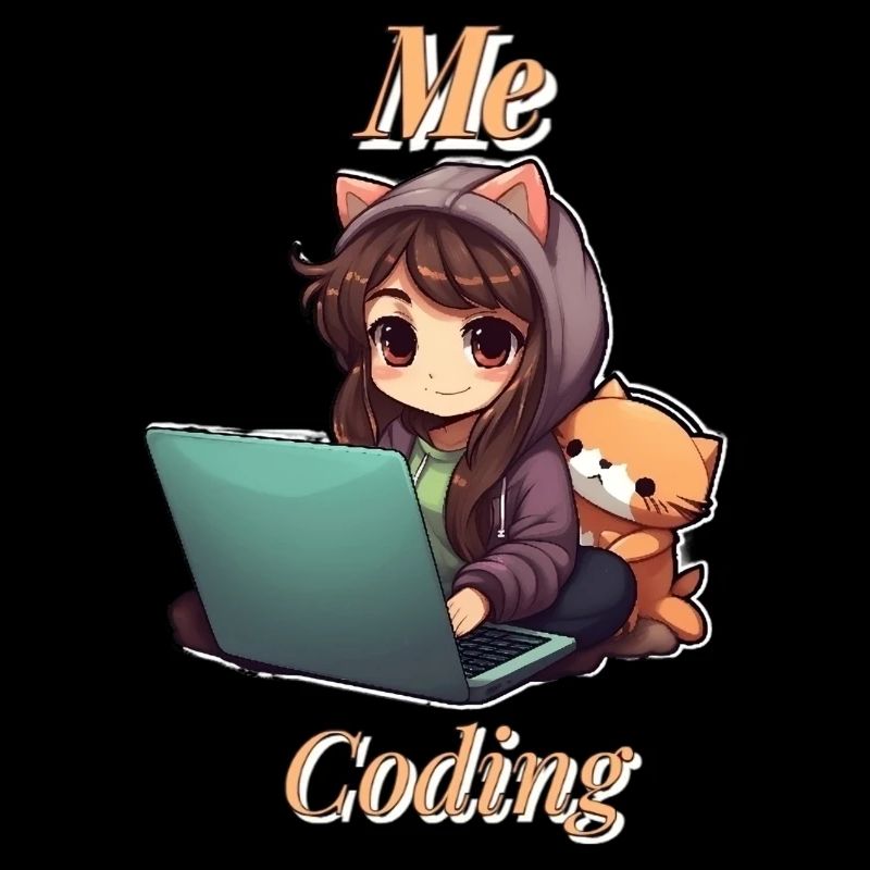 "Code Cutie: Anime-inspired Girl Coding"