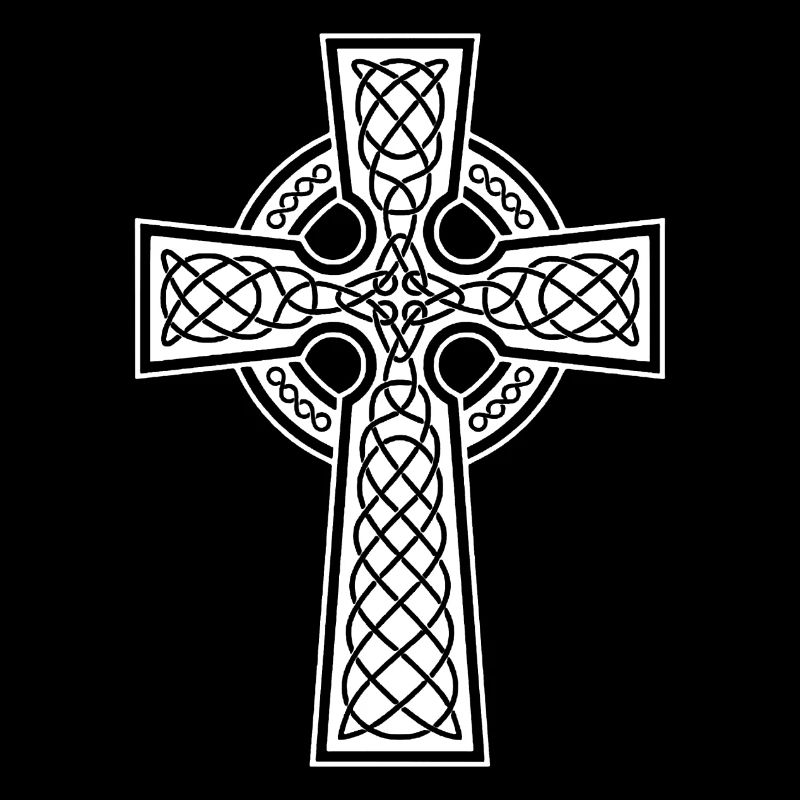 Long Celtic cross and white braided