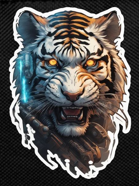 Tiger Tattoo Cyberpunk Robot