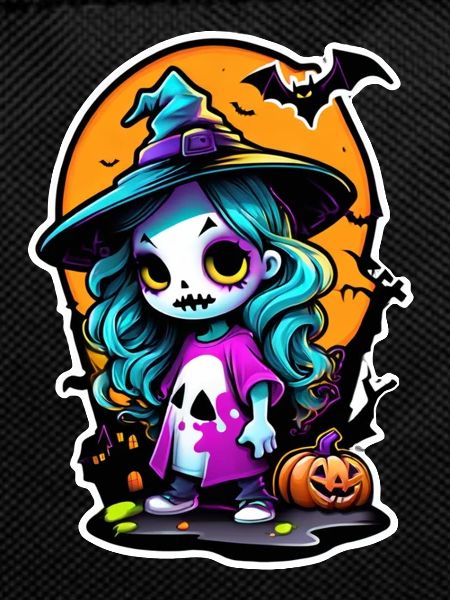 Halloween - Witch Pumpkin and Bat