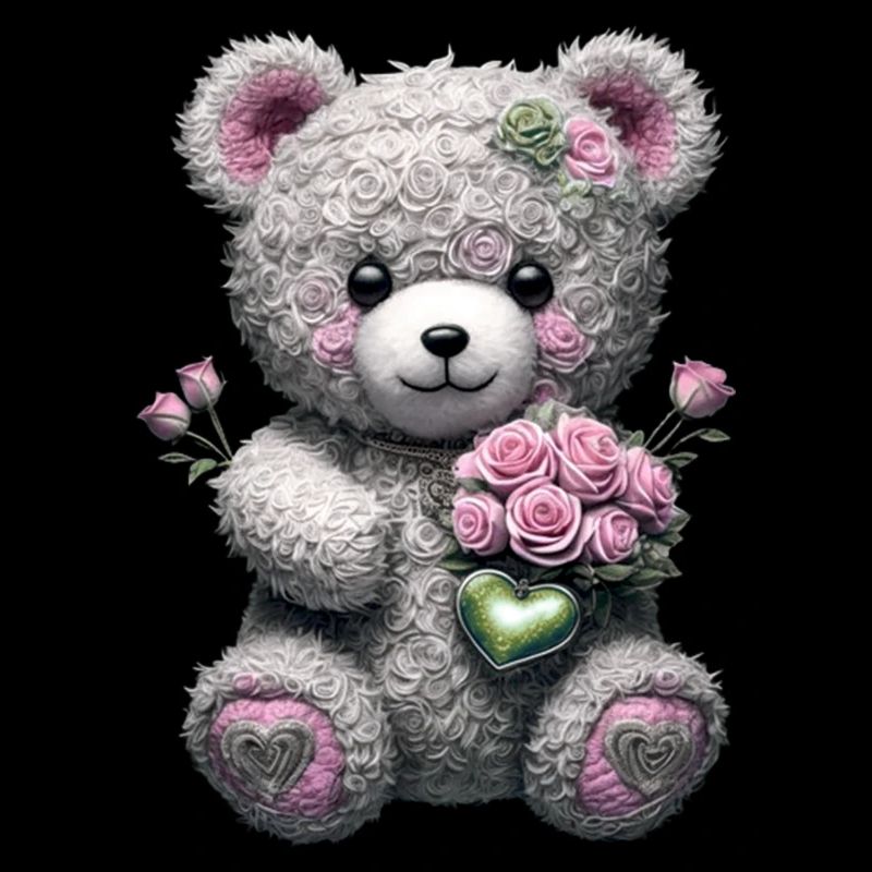 Teddybär mit Rosen