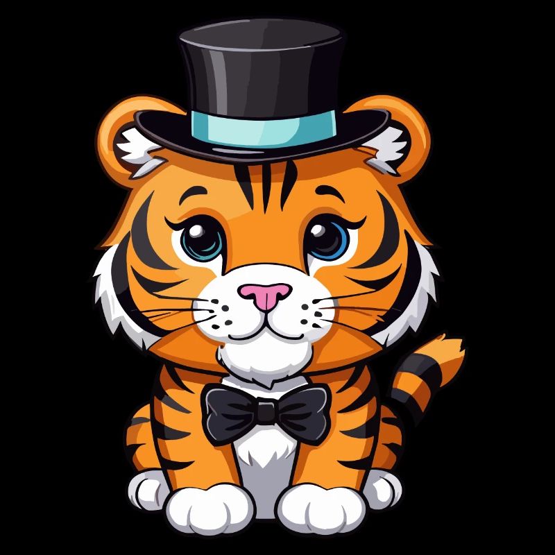 Tiger mit Hut und Fliege