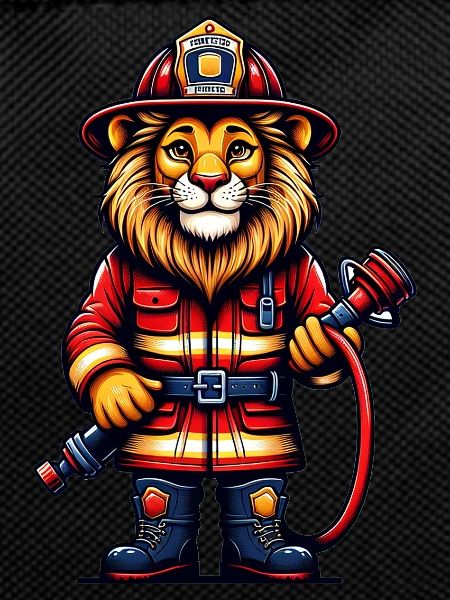 Cute Lion Firefighter