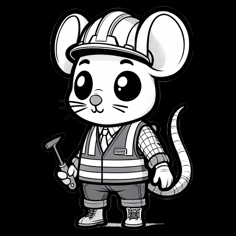 Cute Mouse Construction Worker