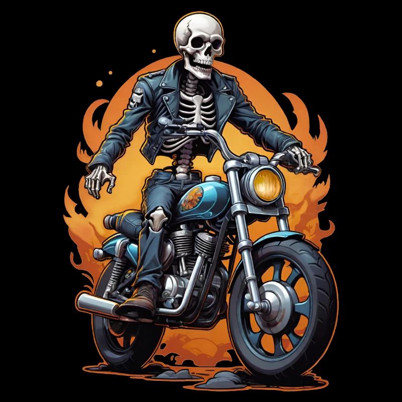 Skeleton with bike