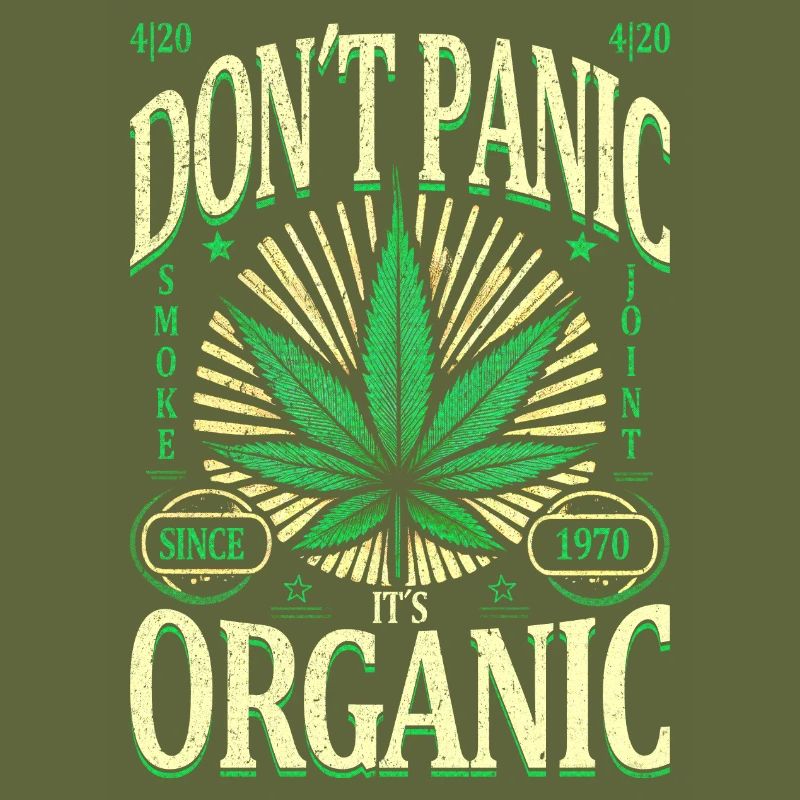 Don’t Panic, It’s Organic Retro Cannabis Leaf 1970