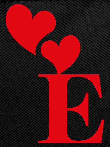 Letter e red heart