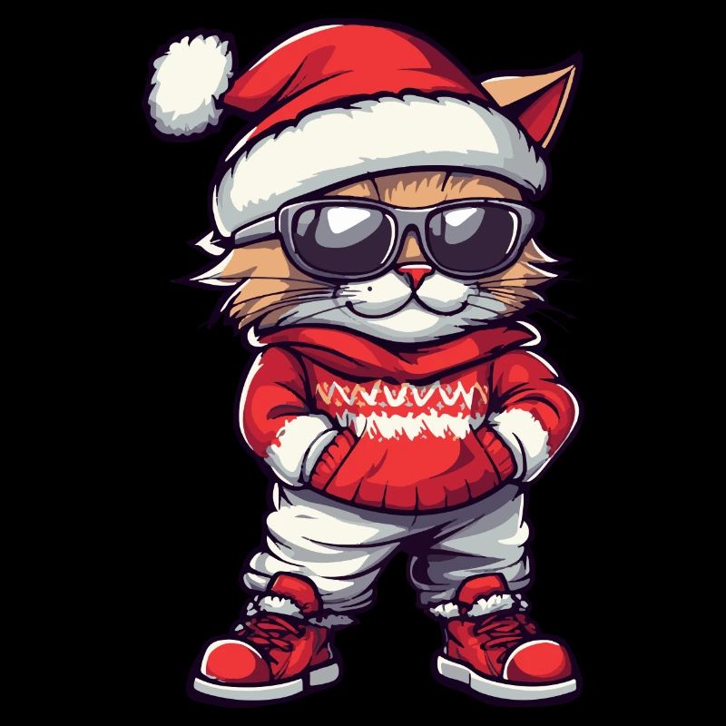 Chat Noël Tête de Noël moche