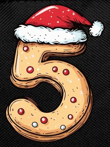 5 Zahl Weihnachten Keks