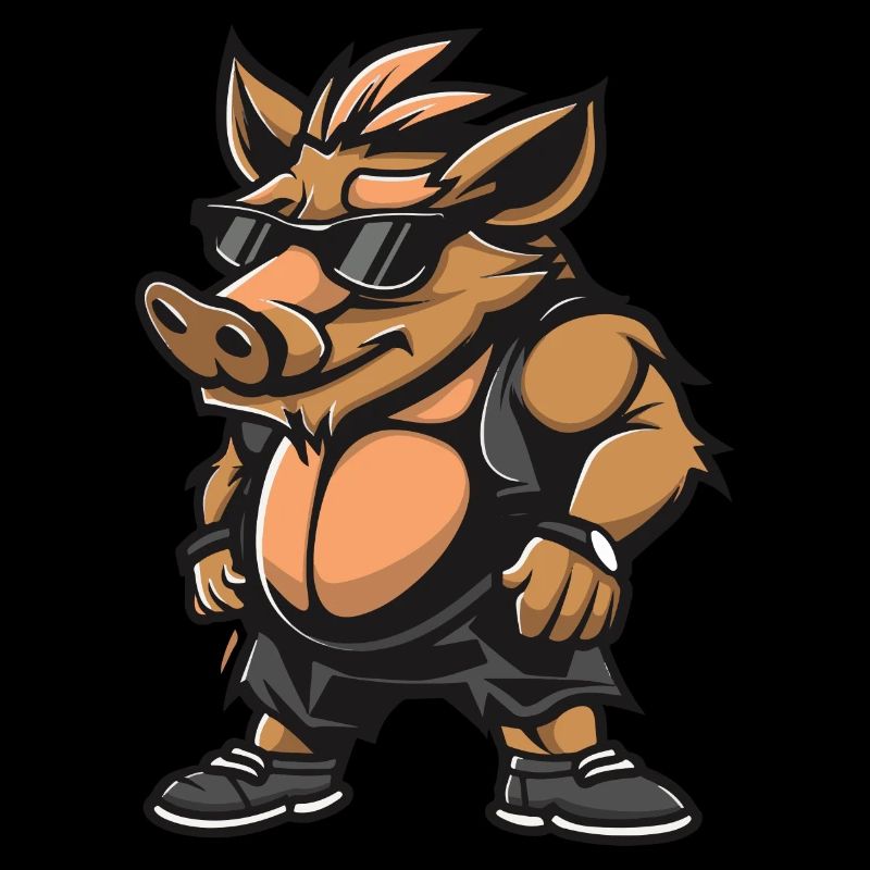 Pig Comic Cool Boar