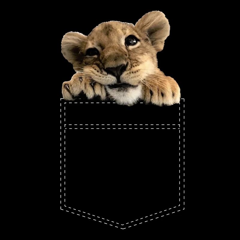 mignon lion bébé dans la poche poitrine