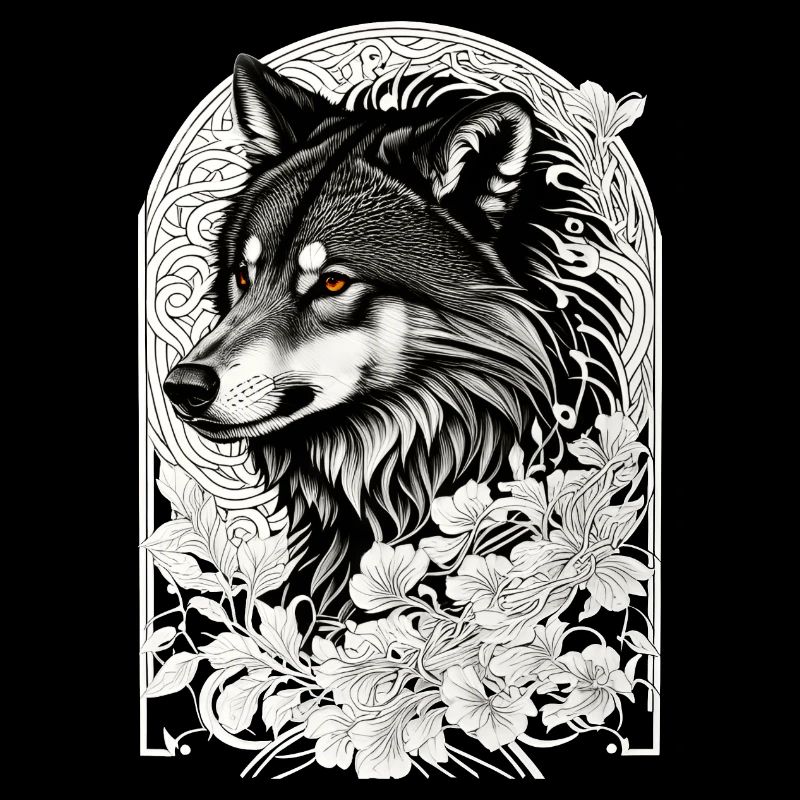 Loup aux fleurs