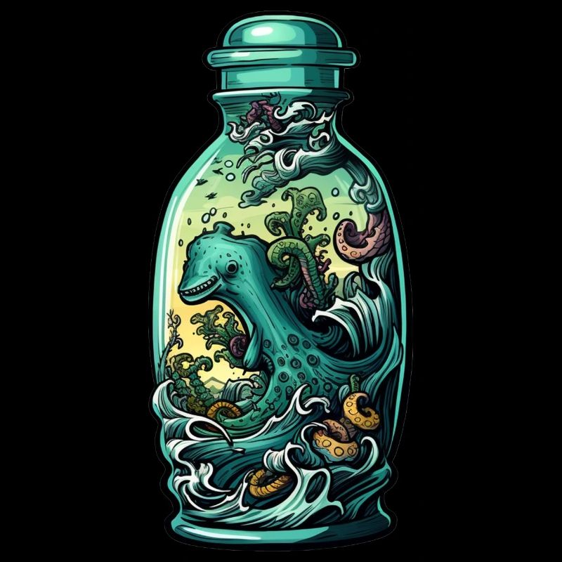 Ocean Bottle Drawing