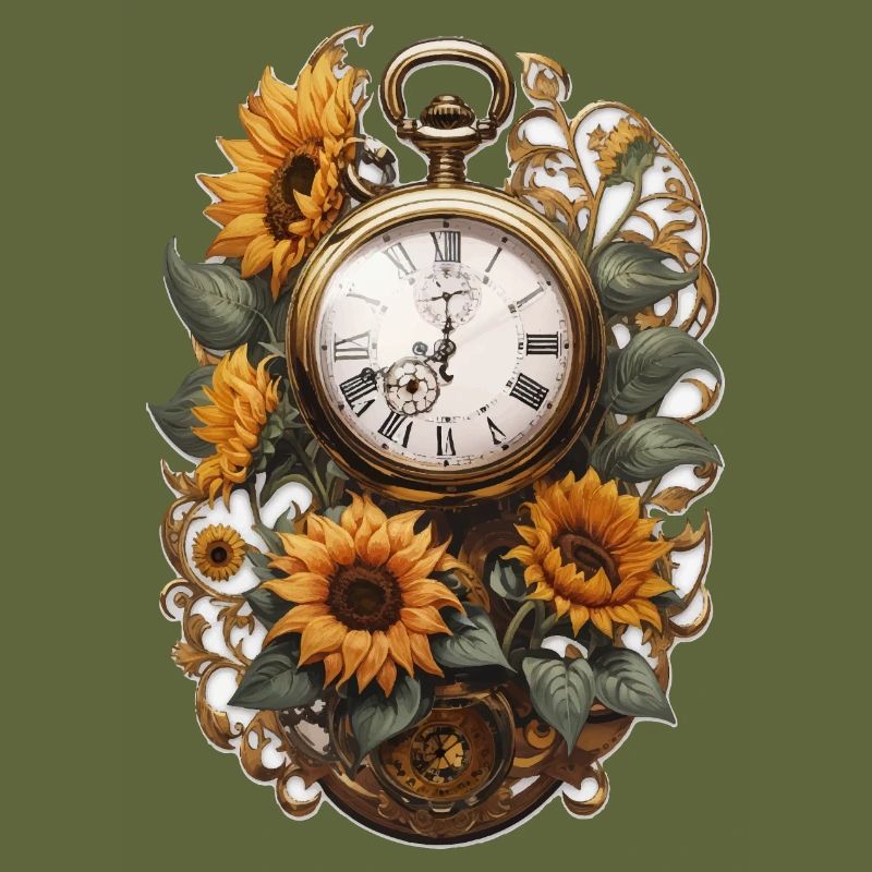 Clock with sunflowers