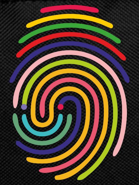 rainbow spiral lines.