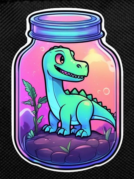 Dinosaur in a Cartoon Jar