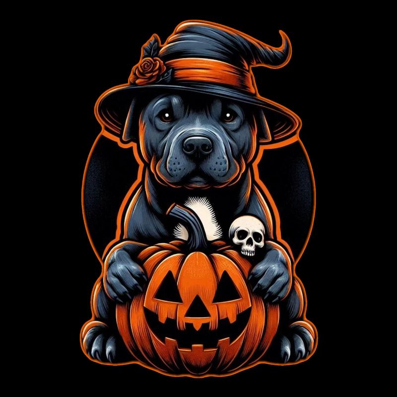 Dog Halloween - Pitbull Witch