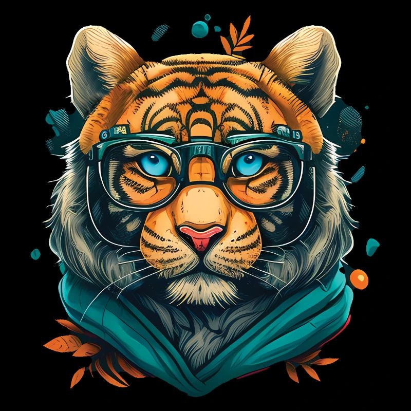Tiger als Nerd mit Buch