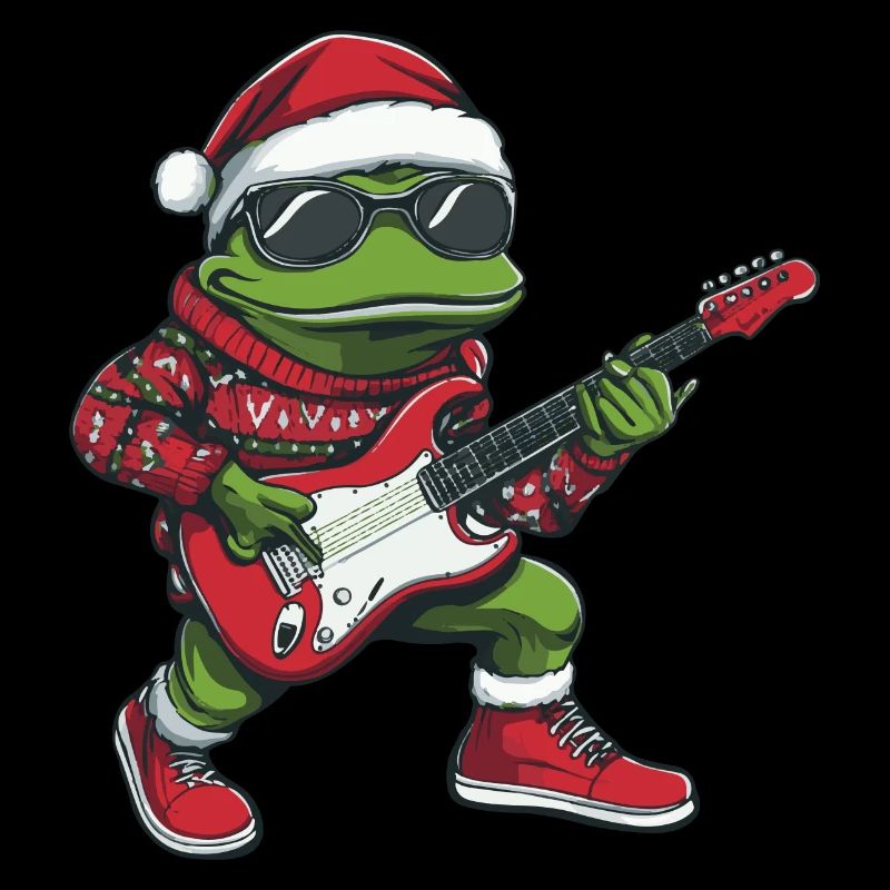 Frog Christmas Rocker Guitar
