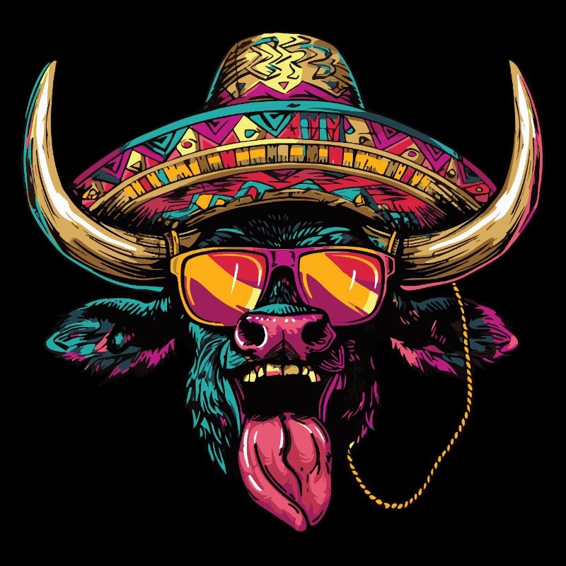 Stier Comic Lustig Sombrero