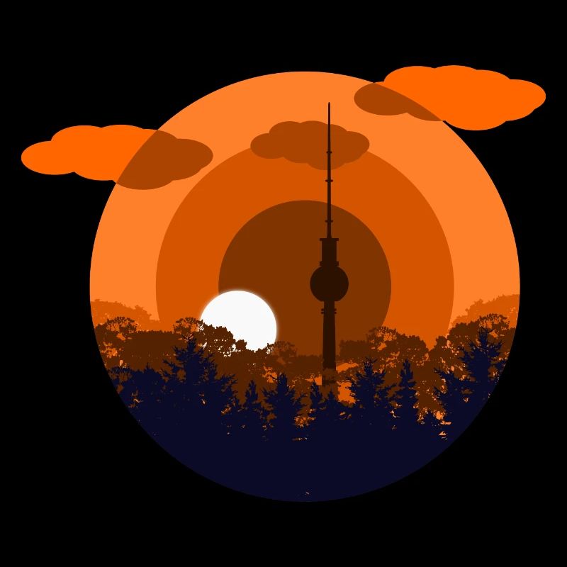 Fernsehturm morgens im Wald