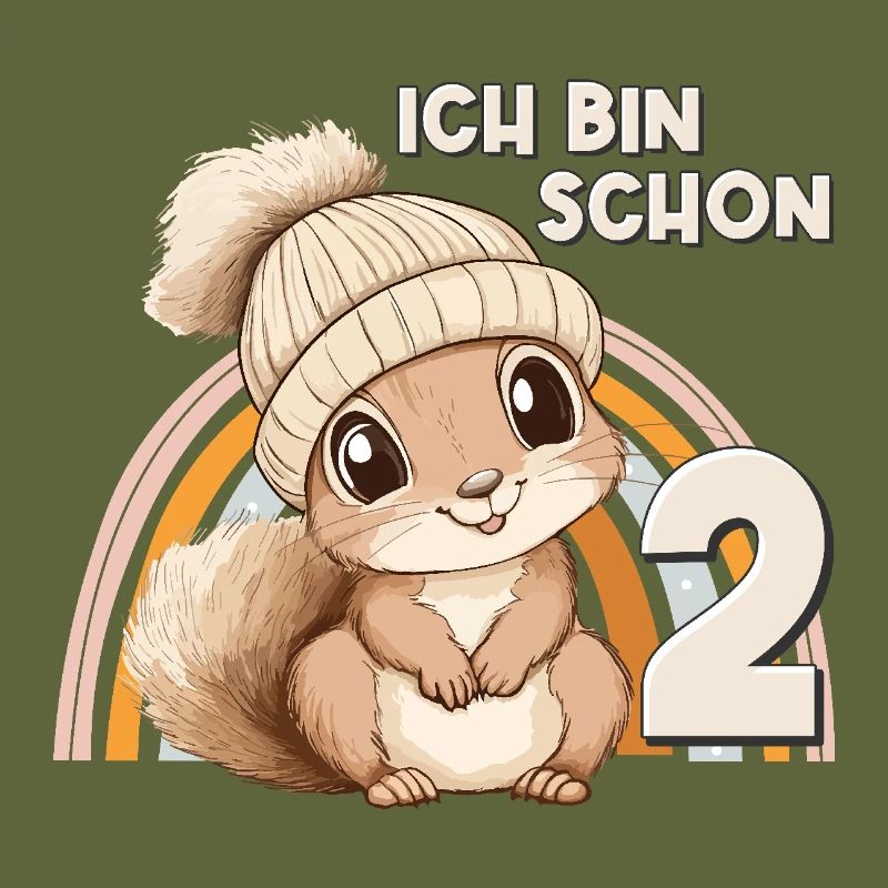 2. Geburtstag Eichhörnchen Regenbogen Süß Niedlich