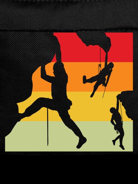 Retro Sunset Climber Silhouettes