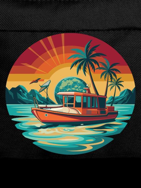 Retro Boat Sunset Tropics