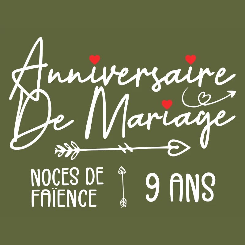 Anniversaire de mariage 9 ans - Noces de Faïence