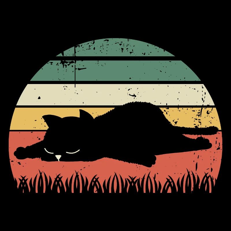 Coucher de soleil rétro chat