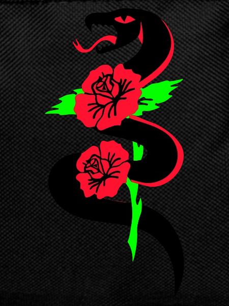 retro tattoo snake with roses