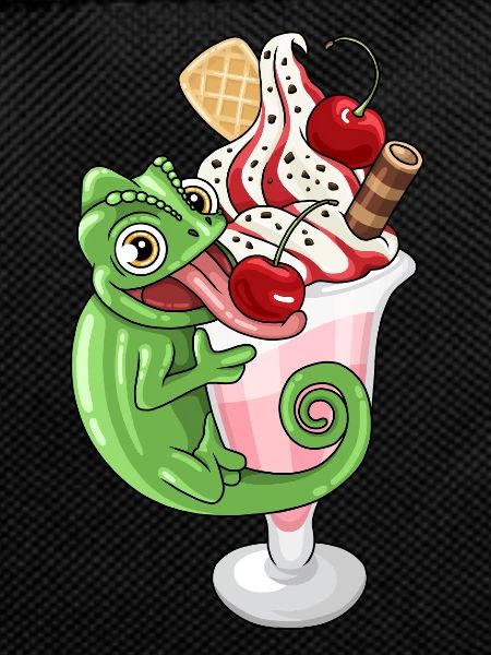 Ice cream cups with chameleon