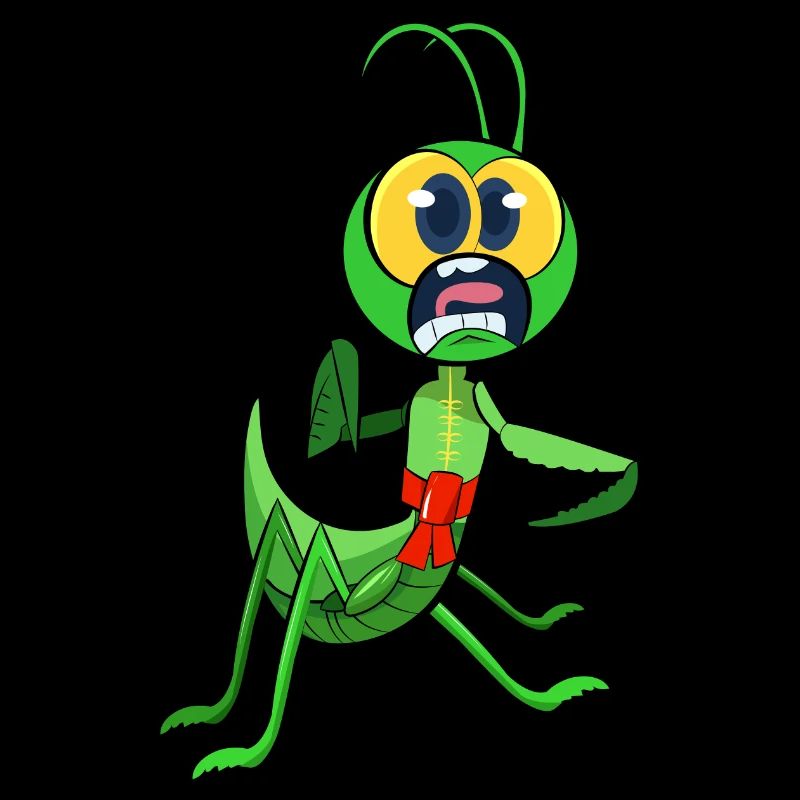 Praying mantis wearing tang outfit doing tai chi