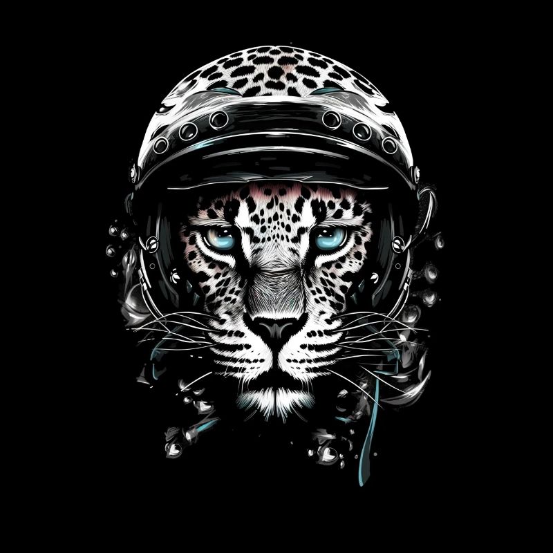 Cheetah, leopard with helmet , Digital