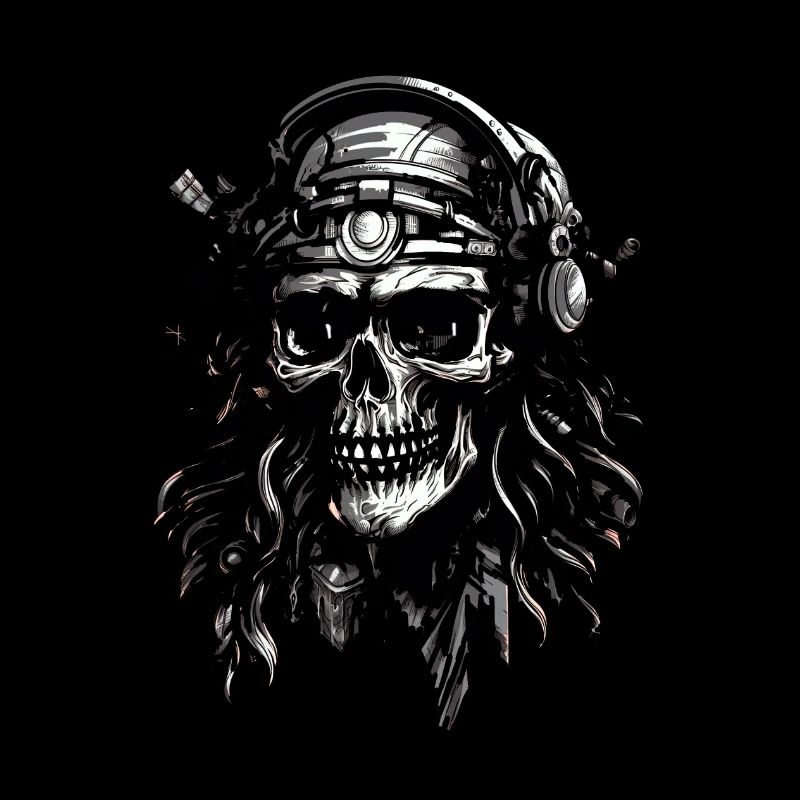 Helm Pilot Schädelkopf, Digitale Illustration,