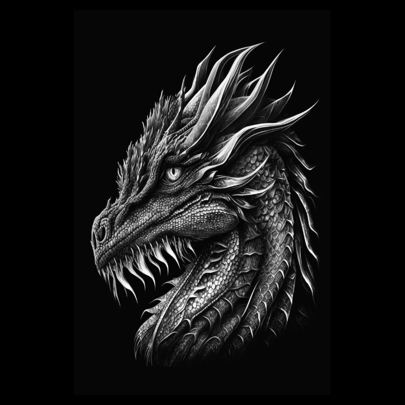Schwarz-weißer Drache