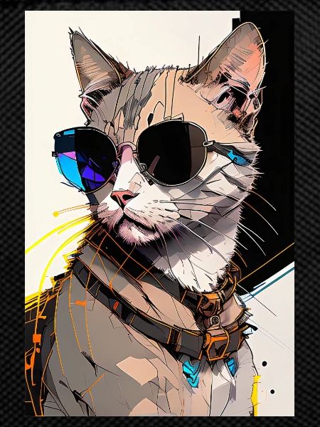 Inkpunk cat with sunglasses 1