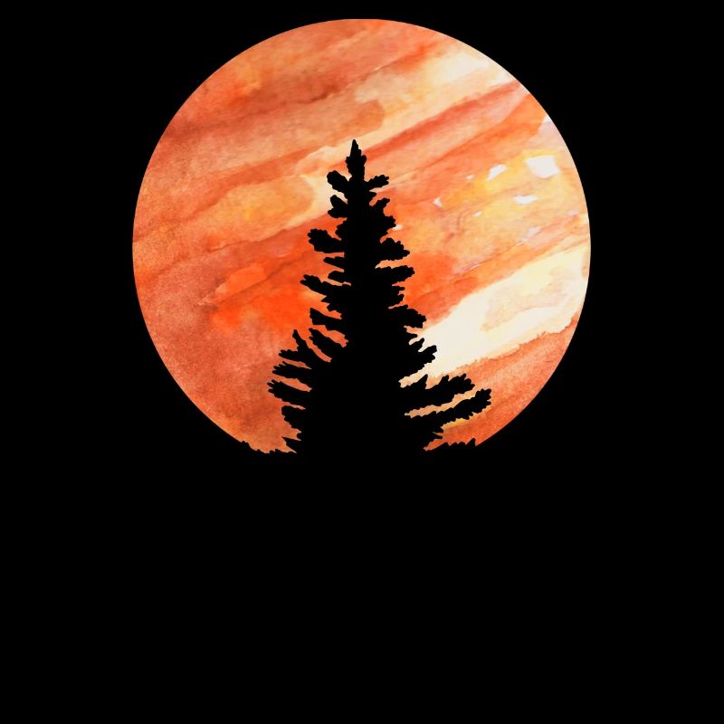 Pine tree and moon