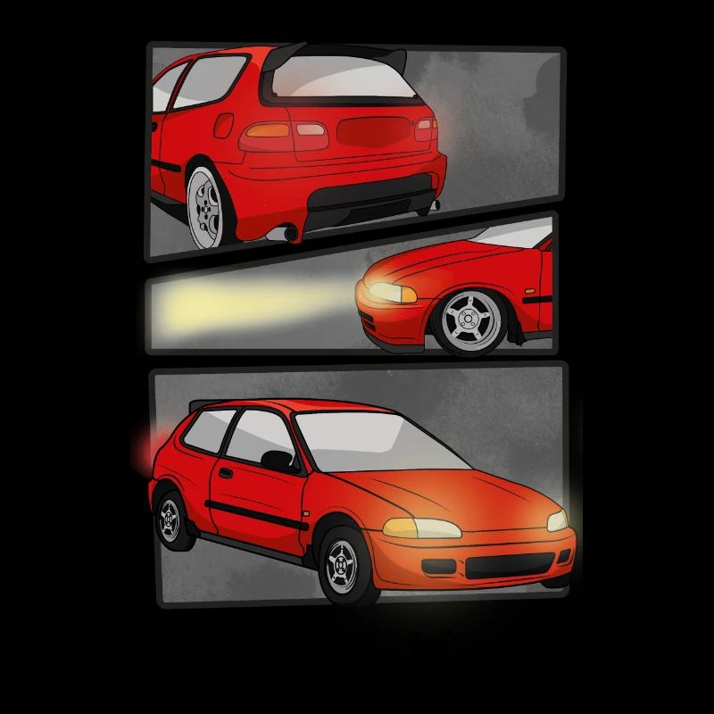 MAGMA RED CAR COMIC / HATCHBACK