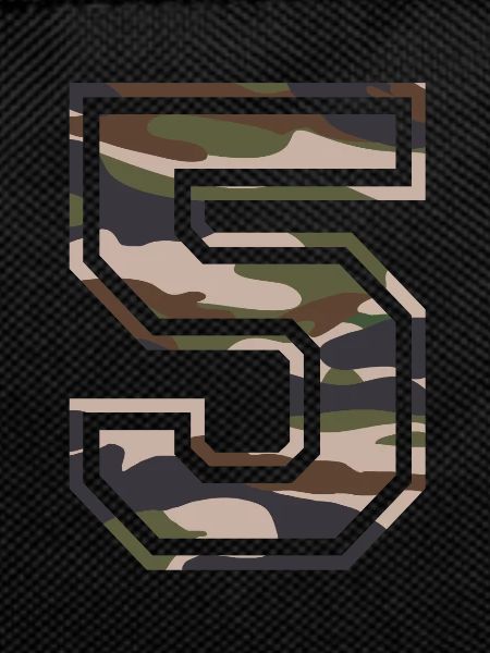 Number 5, camouflage-brown-green, customisable