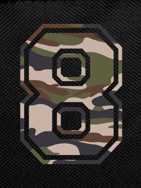Number 8, camouflage-brown-green, customisable