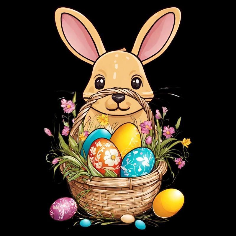 Bunny behind the Easter basket