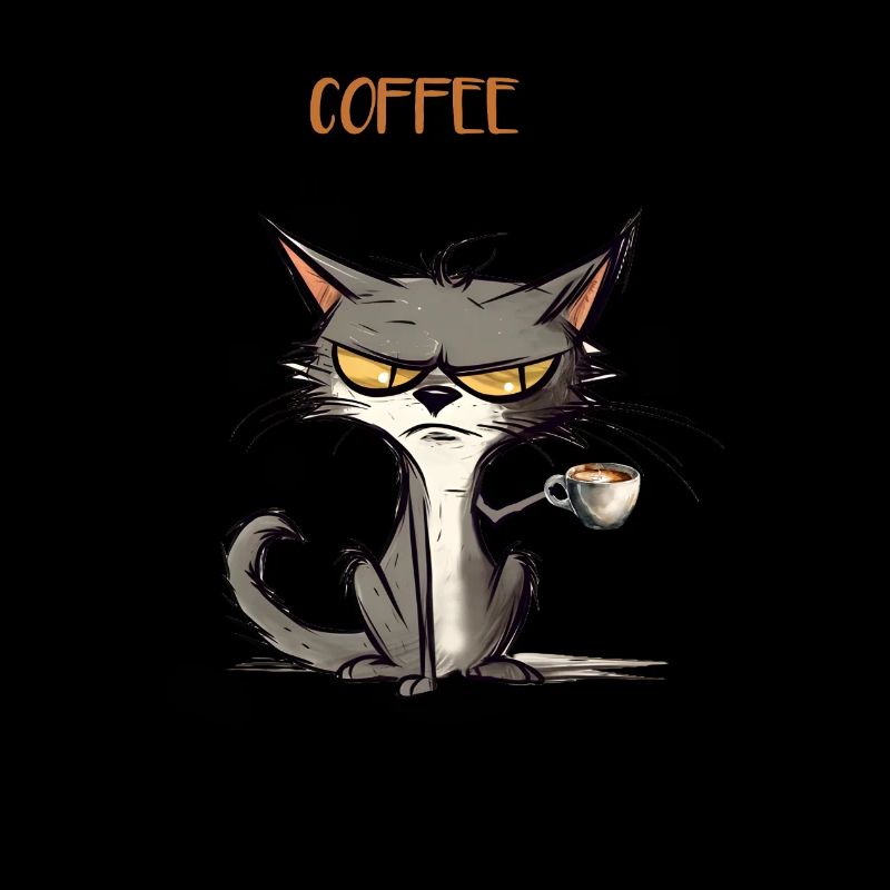 Coffee Moment: Whimsical Cat & Coffee Tee