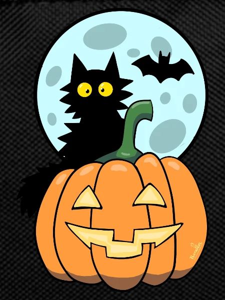 Cat on pumpkin
