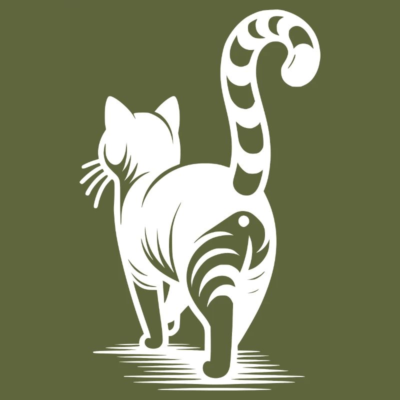 Elegant cat with stripes in back view