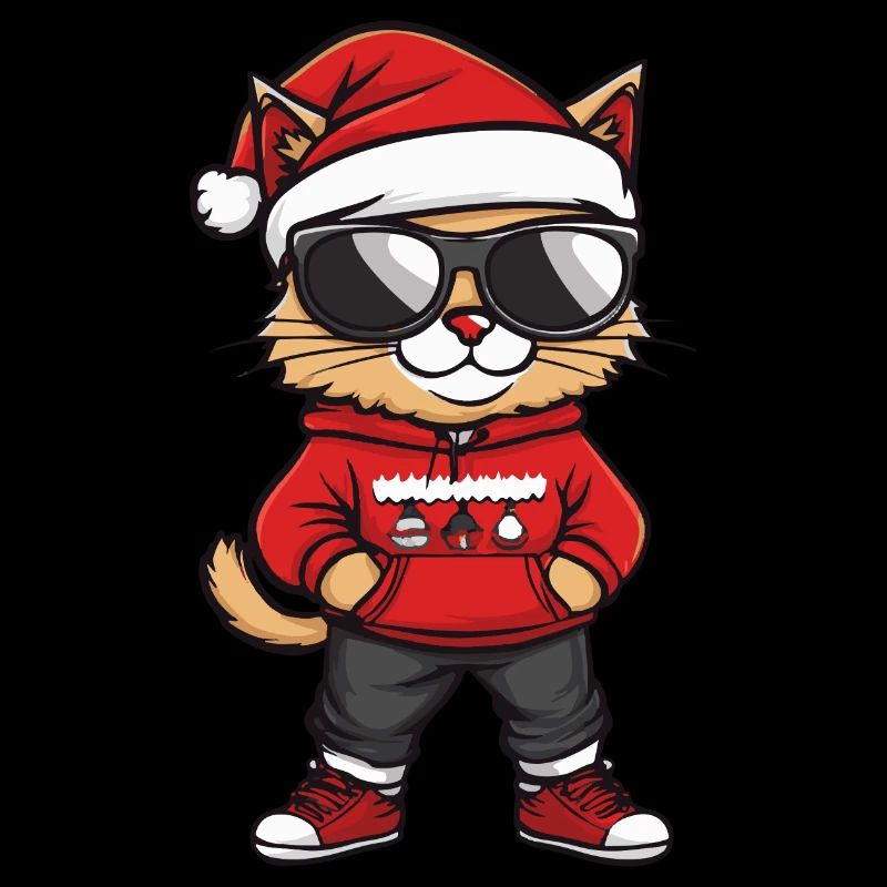 Tête de Noël Chat Noël