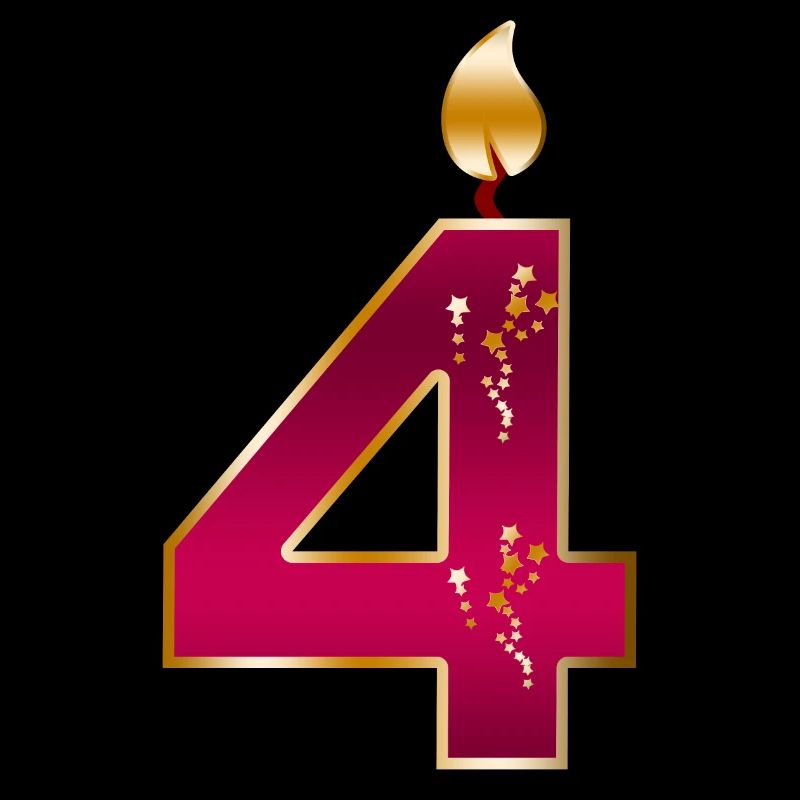 Forth Birthday Anniversary Candle