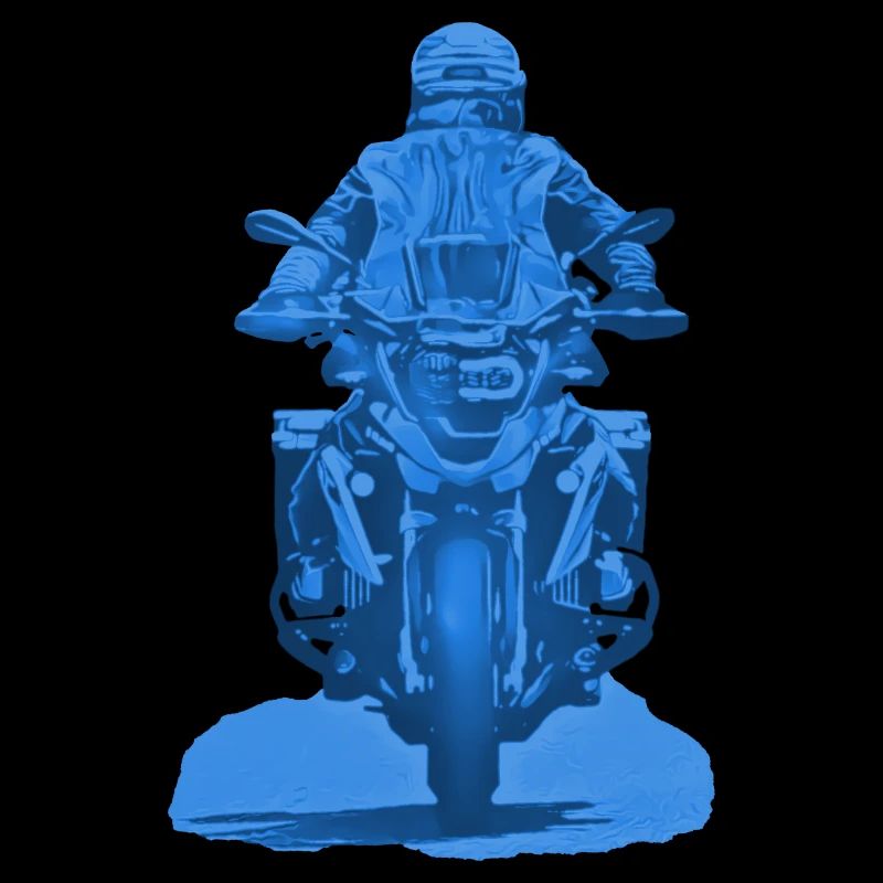 Motorradfahrer blau